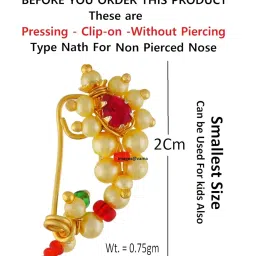 vama FASHIONS Marathi maharashtiran Mukuthi stud clip on Nath Nathiya nose pin rings for women bridal. image 2