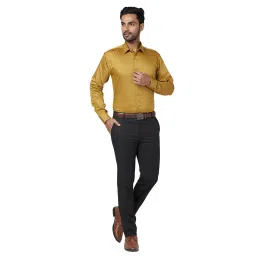 raymond Men's Mid Rise Slim Fit Structure Pattern Polyester Blend Pleated Formal Trouser image 4