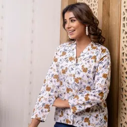 nps lounge Women's Cotton Floral Printed Summer Coat | Helps to Protect From Sunrays, Dust Pollution, Sunburn, Tanning of Skin | Ideal for Driving, Hot Summers, Traveling image 4