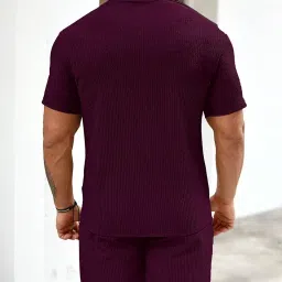 vogaan Men's Polo Shirt and Shorts Set | Summer Fashion Short Sleeve Solid Zipper 2 Pieces Outfits for Men image 3