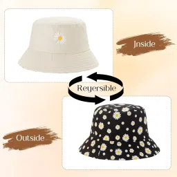 coolshef Bucket Hat | Reversible Double-Sided Daisy Print Fisherman Hats for Women Cap | Foldable Outdoor Sun Hat for Women, Men and Teens – Stylish Summer Travel Cap Multicolour image 1