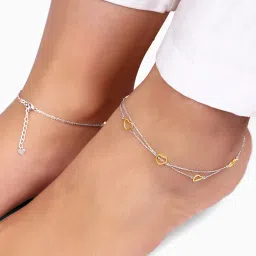 giva 925 Silver 18k Gold Plated Rose Gold Zircon Studded Black Bead Anklet | Gifts for Women & Girls image 1