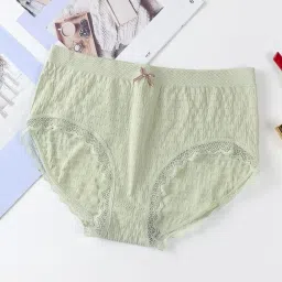 royal luxury Women's Seamless Mid Waist Panty Traceless Underwear Ladies Cotton Crotch Skin Friendly Antibacterial Breathable Lace Edge (Multicolor) - Pack of 2 image 1