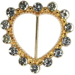 ani accessories Golden Heart Shape Buckle With Rhinestone For Clothes And Scarf Ring Buckle (Without Prong) image 1
