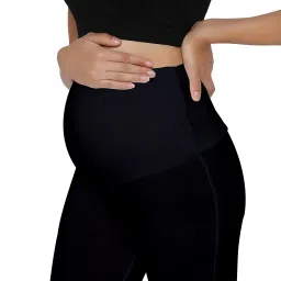 lenam Cotton Lycra Stretchable Maternity Leggings with Adjustable Waist (Pack of 2) image 4