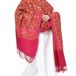 weavers villa Women's Kashmiri Aari Embroided Cashmilon Woven Stoles, Shawls, Wraps (SIZE: 30" X 80") image 2