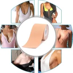 BoobTape Kit with 10 Nipple Pasties & 36 Double-SidedTape Strips Breast LiftTape for Large Breasts Invisible Push-Up Chest SupportTape for Strapless Dress Body Tape for Women & Girls image 1