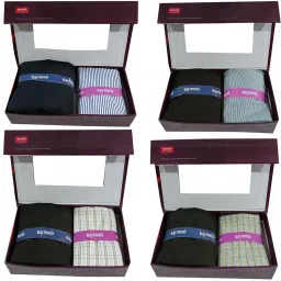 raymond Fabrics Men's Combo of Unstitched Poly Cotton Shirt and Trouser Fabric Set - Gift Pack (Multicolour_Free Size)-Set Of 4 image 1