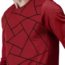 leotude Regular Fit Cottonblend Full Sleeve Printed Men's T-Shirt (Color Maroon) image 2