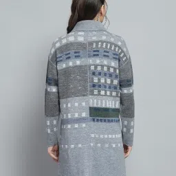 monte carlo Womens Self Design Grey Collar Neck Full Sleeve Cardigan_1243691CC-1 image 4