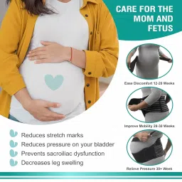 evissa Maternity Belt Pregnancy Support, 4 In 1 Breathable Pregnancy Belly Support Band for Abdomen Pelvic Waist and Back Pain, Adjustable Belly Brace for Pre and Postpartum Band image 3