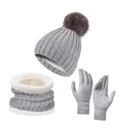 club bollywood The Style SutraWinter Hat Scarf Gloves Set Winter Cap Neck Warmer for Running Skiing Hiking Gray|Clothing, Shoes & Accessories | Womens Accessories | Hats image 4