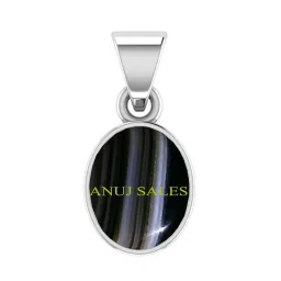 anuj sales 12.25 Ratti 11.25 Carat Black Sulemani Hakik Silver Plated Pendant AAA+ Quality Natural Sulemani Hakik/Hakeek Loose Gemstone for Women's and Men's image 1