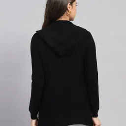 monte carlo Womens Self Design Front Open Wool Blend Cardigan Black image 3