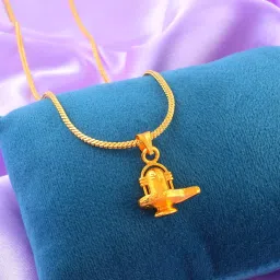 admier Gold Plated brass Shiv bolenath mahakal Shivling Religious Pendant with Chain temple Jewellery(ACPC0185A) image 3