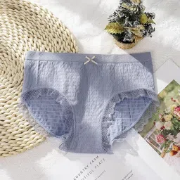 adina claim comfort Seamless Mid Waist Panty Traceless Japanese Girls Underwear Ladies Cotton Crotch Skin Friendly Antibacterial Breathable Lace Edge (Multicolor) ADINA-FRILL-PAK03-PARENT image 3