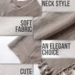 MANRA Women's Cozy Warm Poncho Sweater Elegant Shawl Wrap with Cute Pompoms for Winter Wear (SC 10 PLAIN BALL) image 2