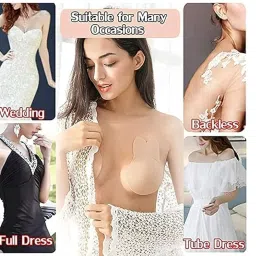 asoma Women's & Girls Padded Wire Free Regular Reusable Strapless Wire Free Stick-On Silicone Push Up Free image 2