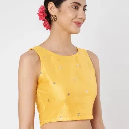 studio rasa Women Net Sequin Embroidered Crop Top for Wedding Festive image 2