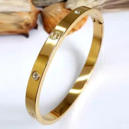 shining diva fashion Latest Stylish 2 Pcs Combo Stainless Steel Bangle Gift Bracelet for Women and Girls image 2
