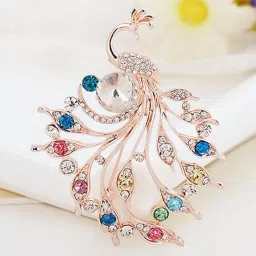 hosaire Brooch Pin Women's Peacock Color Rhinestones Breastpin for Wedding/Banquet/Bouquet image 3