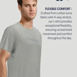Reebok Men's T-Shirt |Casuals | Crafted Comfort Tee | Round Neck | Regular Fit | Half Sleeve | 93% Cotton 7% Lycra image 2