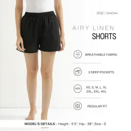 saadaa Women's Shorts Pants Cotton Linen Fabric 2 Deep Pockets image 2