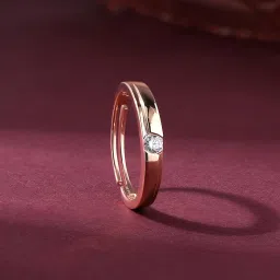 ornate jewels 925 Silver 18K Rose Gold Plated American Diamond Solitaire Adjustable Ring for Men & Boys | With Certificate of Authenticity and 925 Stamp | Life-time Warranty* image 1