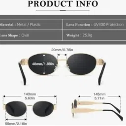 Mc Stan Rimless Men and Womens Sunglasses | Retro Luxury Gold Metal | Frameless Rectangle | Leopard Arms | Colored Lens Sun Glasses image 4