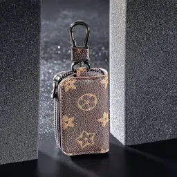 syga Car Key Bag Creative Style Car Zipper Fashion Protective Case for Men and Women(Star-Brown-Style-2) image 1