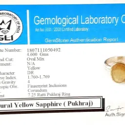 s kumar gems & jewels Certified Original Yellow Sapphire (Pukhraj Stone) Gemstone 7.25 Ratti or 6.50 Ct Panchdhatu Ring for Astrology image 5