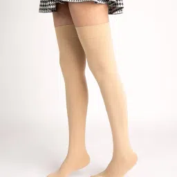 theater Women's Nylon spandex Charcoal Thigh High Stockings | Free Size image 4