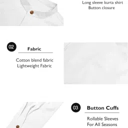 zombom Cotton Blend Solid Casual Regular Fit Mandarin/Chinese Collor Short Kurta Shirt for Men image 4