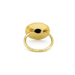 dua Black Onyx Adjustable Round Ring – 18kt Gold Plated Brass for Women image 4