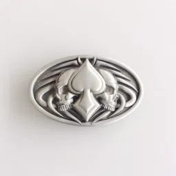 jean's friend Vintage Style Twin Skull With Spade Eye Chart Scrabble Letter Belt Buckle image 2