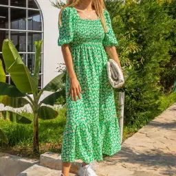 sheetal associates Women's Casual Flower Print Puff Sleeves Maxi Dress - Pack of 1 image 2