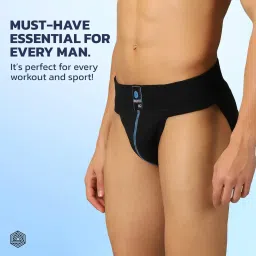 boldfit Men's Sports Underwear - Stretchable Cotton Supporter for Cricket, Running and Gym Workout - Quick Dry, Moisture Wicking - Black, Small image 3