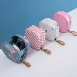 House of Quirk Polyester Makeup Bag Lazy Cosmetic Bag Travel Toiletry Bag Cosmetic Make Up Organizer Waterproof Travel Accessories For Women And Girls (Grey Flamingo),W-5 Cm, Small image 1