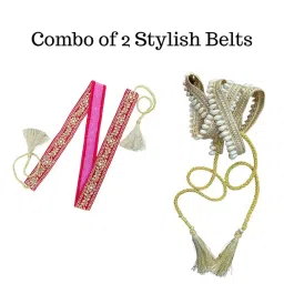 the cool grandmom Premium Waist Saree Belts for Women | Pack of 2 | Kamarbandh | Vadannam | Kandok | Saree Belts for Sarees, Lehengas and Ethnic Wear image 1