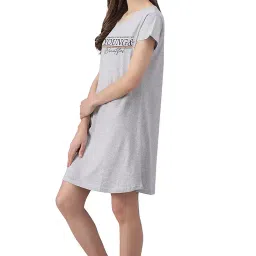 fflirtygo Women’s Cotton Nighty | Printed Knee Length Night Gown |Relaxed Fit Nightwear |Short Nightdress| Long T-Shirt | Sleepwear & Casual Wear Nighty (Pack of 2) image 5