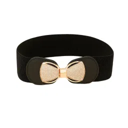 topprosper Women Belt Casual Belt For Dress Skirt Waist rhinestone Ladies Designer Waistband belt stretchable belt for women jeans (Free Size, Black) image 5