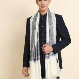 zamour Fine Wool Luxury Stole for Men, Kashmiri Silk Embroidery, Pashmina Feel Shawl Wrap image 5