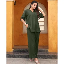 indiकन्या Women's Indo-Western Co-ord Set | Rayon Flex Kurta & Pant Set for Office, Light Festive Look image 1