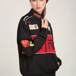 drip spoiler F1 Racing Jacket Graphic Printed Parachute Fabric Oversized Jackets for Women - Black image 3