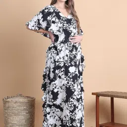 secret wish Rayon Maternity Kaftan/Maxi Nighty/Free Size/Feeding/Nursing/Zipper/Drawstring image 3