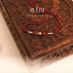 laxmi jewellers Unisex-Adult Pure 925 Silver Rudraksha Rakhi For Rakshabandhan | Stylish Silver Rudraksha Rakhi For Brother With Roli (Kumkum) Chawal (Rudraksh) image 2