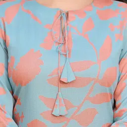 vibe vision 2-Piece Women's Co-ords Set - Viscose Rayon Round Neck 3/4 Sleeve Regular Fit Casual Shirt & Trousers Printed Design image 4