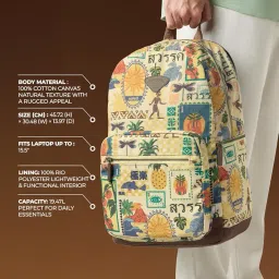 the souled store Tropical Unisex Adult Cotton Canvas Upper Multicolour All Over Printed 19L Casual Backpacks image 4