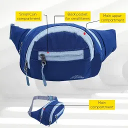 Finespaiky Stylish Real Waterproof Waist Bag Travel Pouch Chest Bag Waist Bag for Men Women (Nevy Blue) image 2