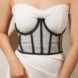 enakshi (label) Fashion Lace Corset Wide Waist Belt Mesh Adjustable Lace up Tied Dress Belts|Clothing, Shoes & Accessories | Womens Accessories | Belts image 5